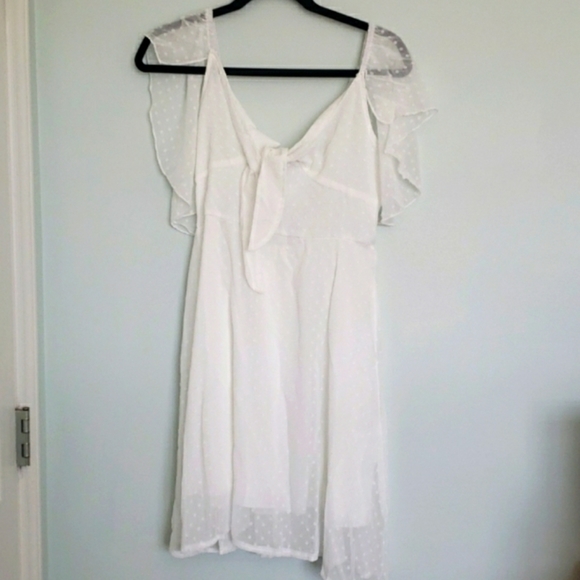 White Swiss Dot Mini Dress - Picture 6 of 7